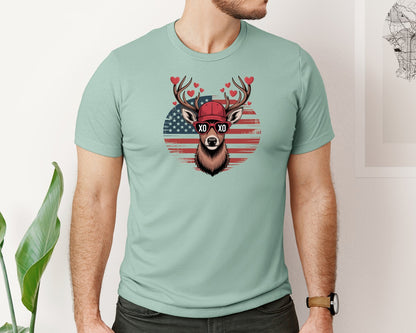 brand:Bella Canvas|color:Dusty Blue|Valentine Buck Boys Valentines 2 Graphic T-Shirt