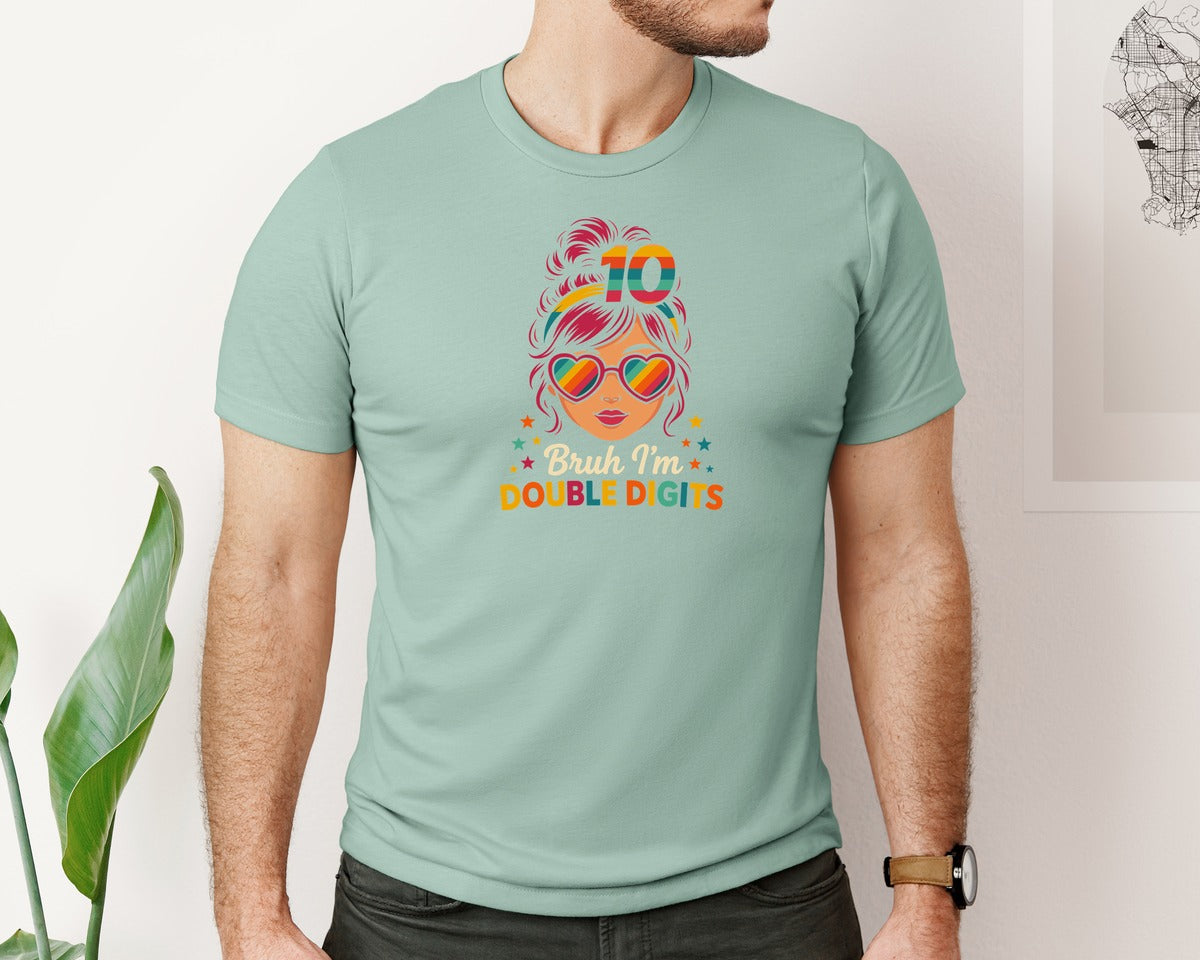 brand:Bella Canvas|color:Dusty Blue|Messy Bun Dog Mama Graphic T-Shirt