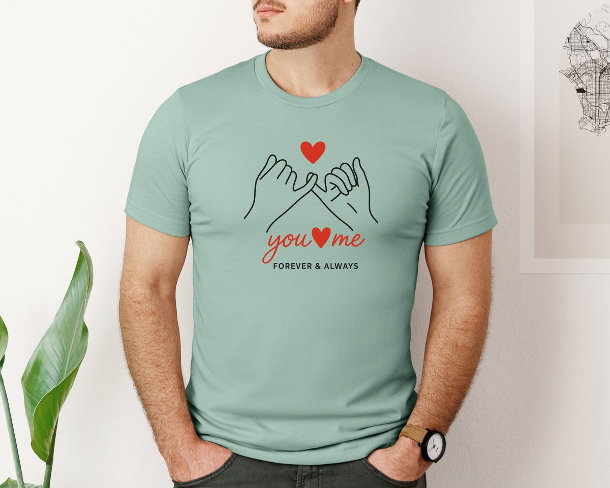 brand:Bella Canvas|color:Dusty Blue|You Me Forever Love Illustration Graphic T-Shirt