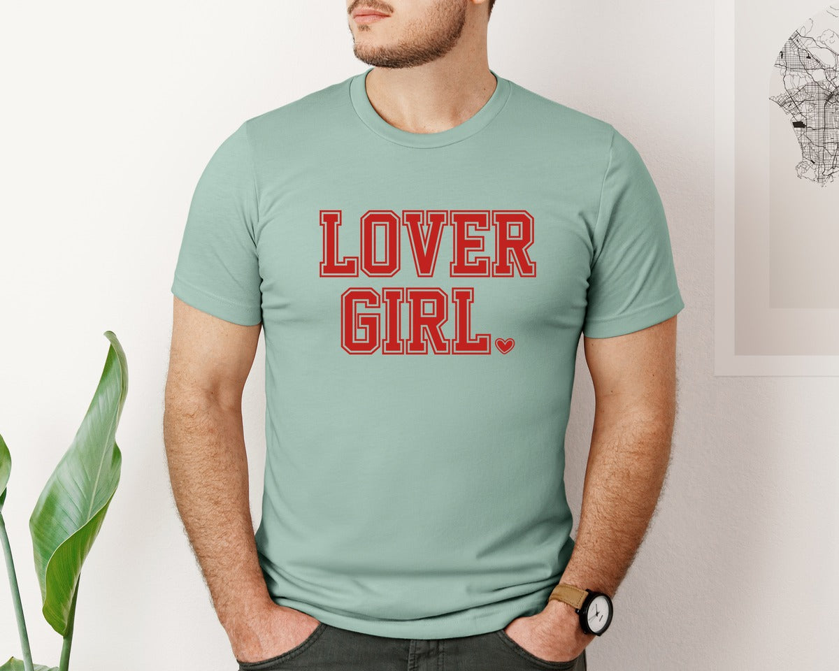 brand:Bella Canvas|color:Dusty Blue|Lover Girl Funny Valentine Day Graphic T-Shirt