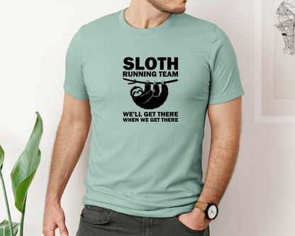 brand:Bella Canvas|color:Dusty Blue|Sloth Running Team T Shirt 2 Graphic T-Shirt