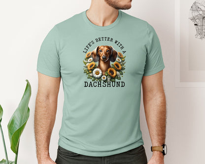 brand:Bella Canvas|color:Dusty Blue|Dachshund Graphic T-Shirt