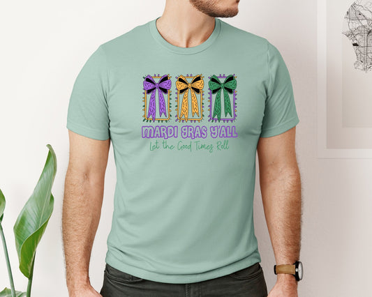 Mardi Gras Yall Coquette Bow Graphic T-Shirt