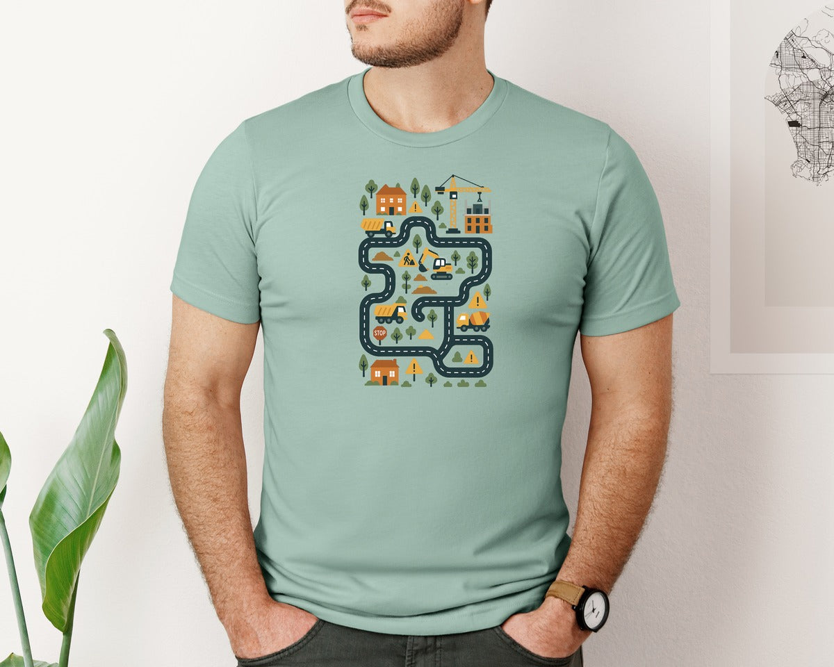 brand:Bella Canvas|color:Dusty Blue|Tired Dads Club Construction Dad Graphic T-Shirt