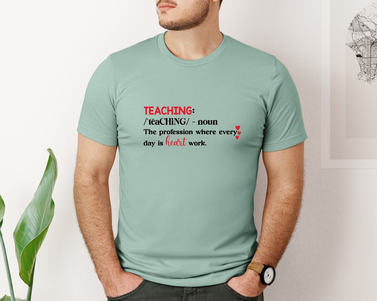 brand:Bella Canvas|color:Dusty Blue|Teacher Valentine Definition Shirt Graphic T-Shirt