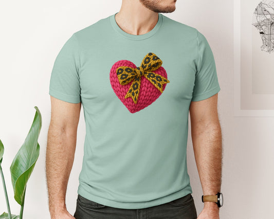 Faux Yarn Crochet Heart Valentines Day 2 Graphic T-Shirt