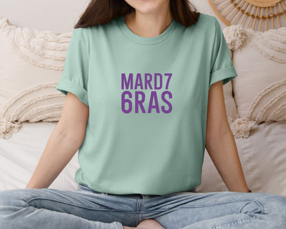 brand:Bella Canvas|color:Dusty Blue|Six Seven Mardi Gras Pngmardi Gras Graphic T-Shirt