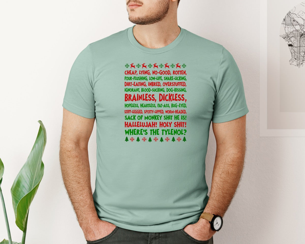 brand:Bella Canvas|color:Dusty Blue|Family Christmas Front Back Graphic T-Shirt