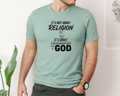 brand:Bella Canvas|color:Dusty Blue|Not Religion Svgrelationship God Graphic T-Shirt