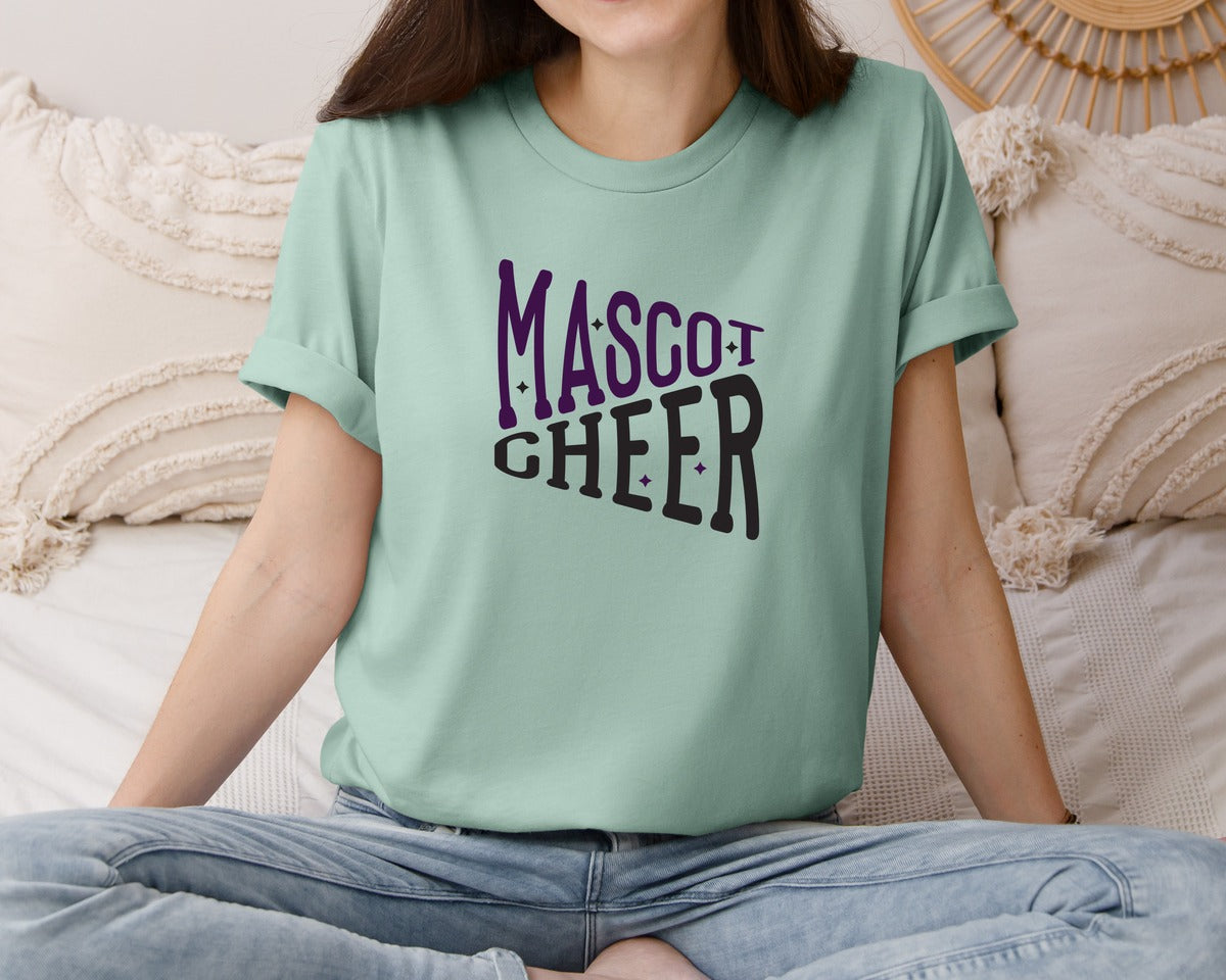 brand:Bella Canvas|color:Dusty Blue|Mascot Cheer Cut File Cheerleading 2 Graphic T-Shirt