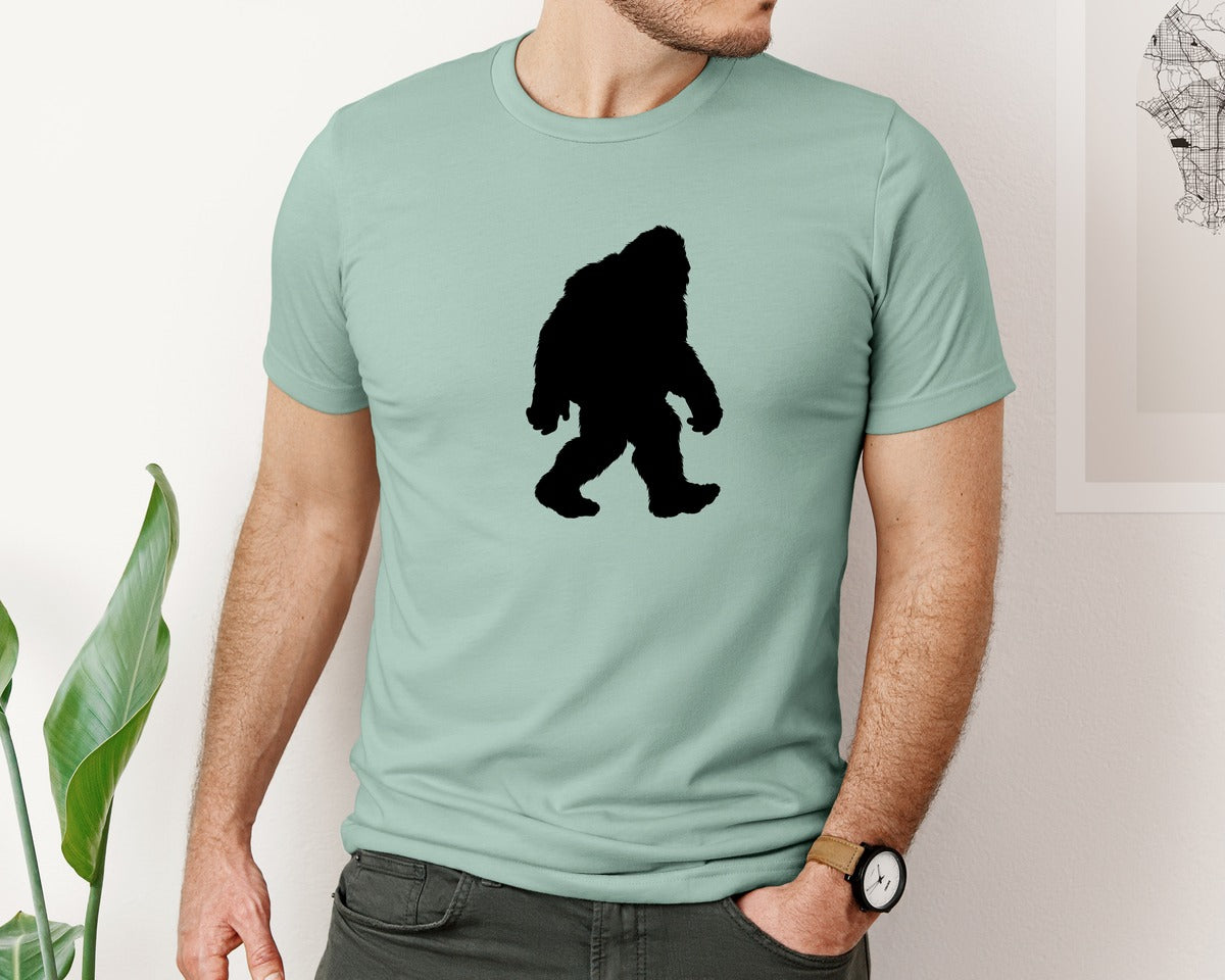 brand:Bella Canvas|color:Dusty Blue|Bigfoot Sasquatch Figure Design Graphic T-Shirt