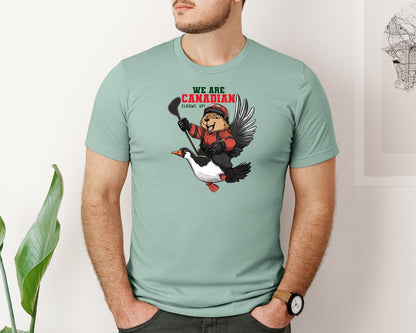 brand:Bella Canvas|color:Dusty Blue|We Are Canada Elbows Up Graphic T-Shirt