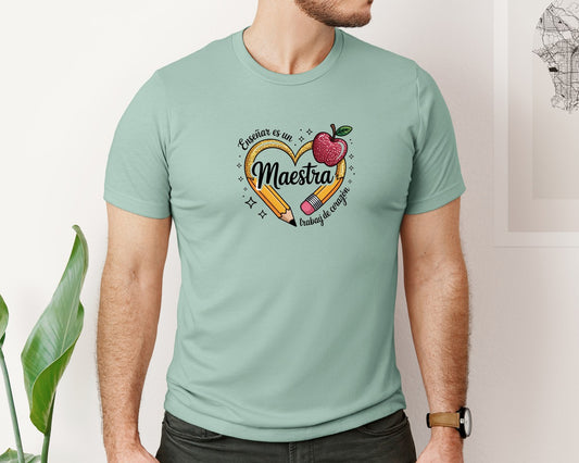 Spanish Teacher Rainbow Pencil Graphic T-Shirt