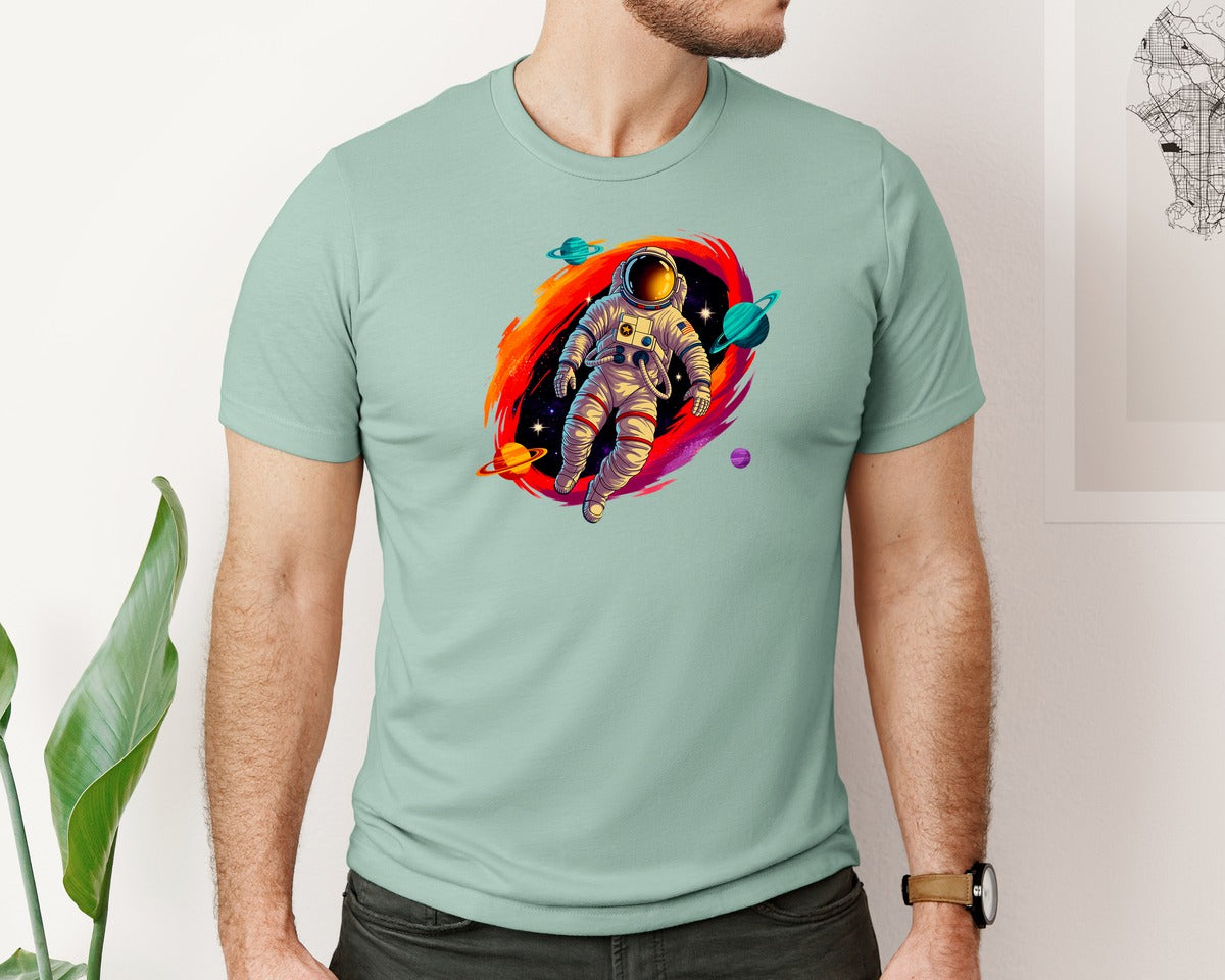 brand:Bella Canvas|color:Dusty Blue|Psychedelic Astronaut Astronaut Graphic T-Shirt