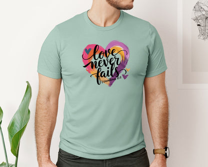 brand:Bella Canvas|color:Dusty Blue|Christian Love Quote Graphic T-Shirt