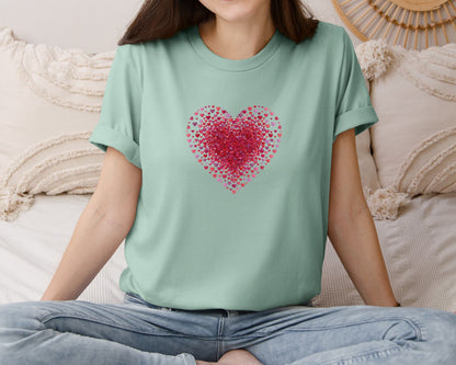 brand:Bella Canvas|color:Dusty Blue|Valentine Brushstroke Heart 2 Graphic T-Shirt