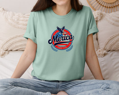 brand:Bella Canvas|color:Dusty Blue|Merica Since 1776 American Eagle Graphic T-Shirt