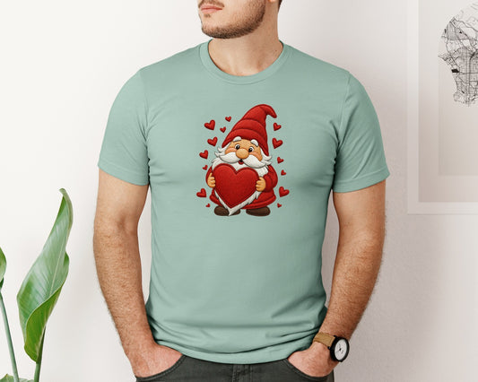 Valentine Gnome Embroidery Style 2 Graphic T-Shirt