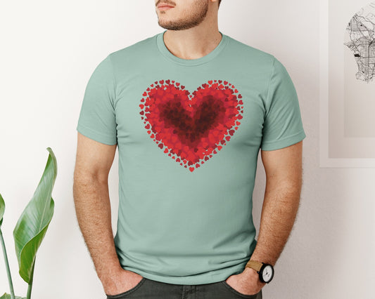 Valentine Heart Textured Design Dtf Graphic T-Shirt