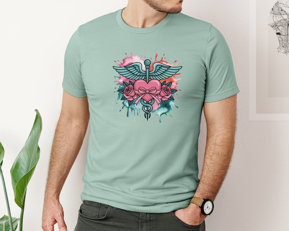 brand:Bella Canvas|color:Dusty Blue|Nurse Nursing Nurse Graphic T-Shirt