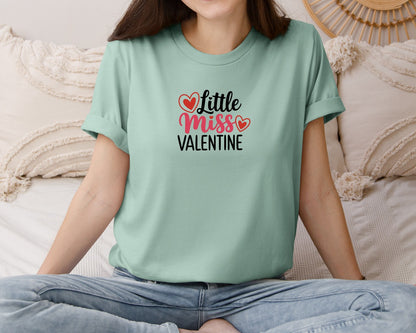 brand:Bella Canvas|color:Dusty Blue|Little Miss Valentine Graphic T-Shirt