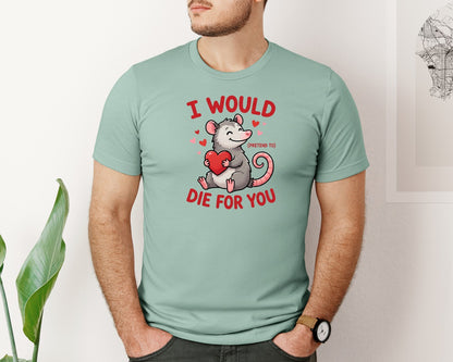 brand:Bella Canvas|color:Dusty Blue|Funny Valentine Possum Graphic T-Shirt