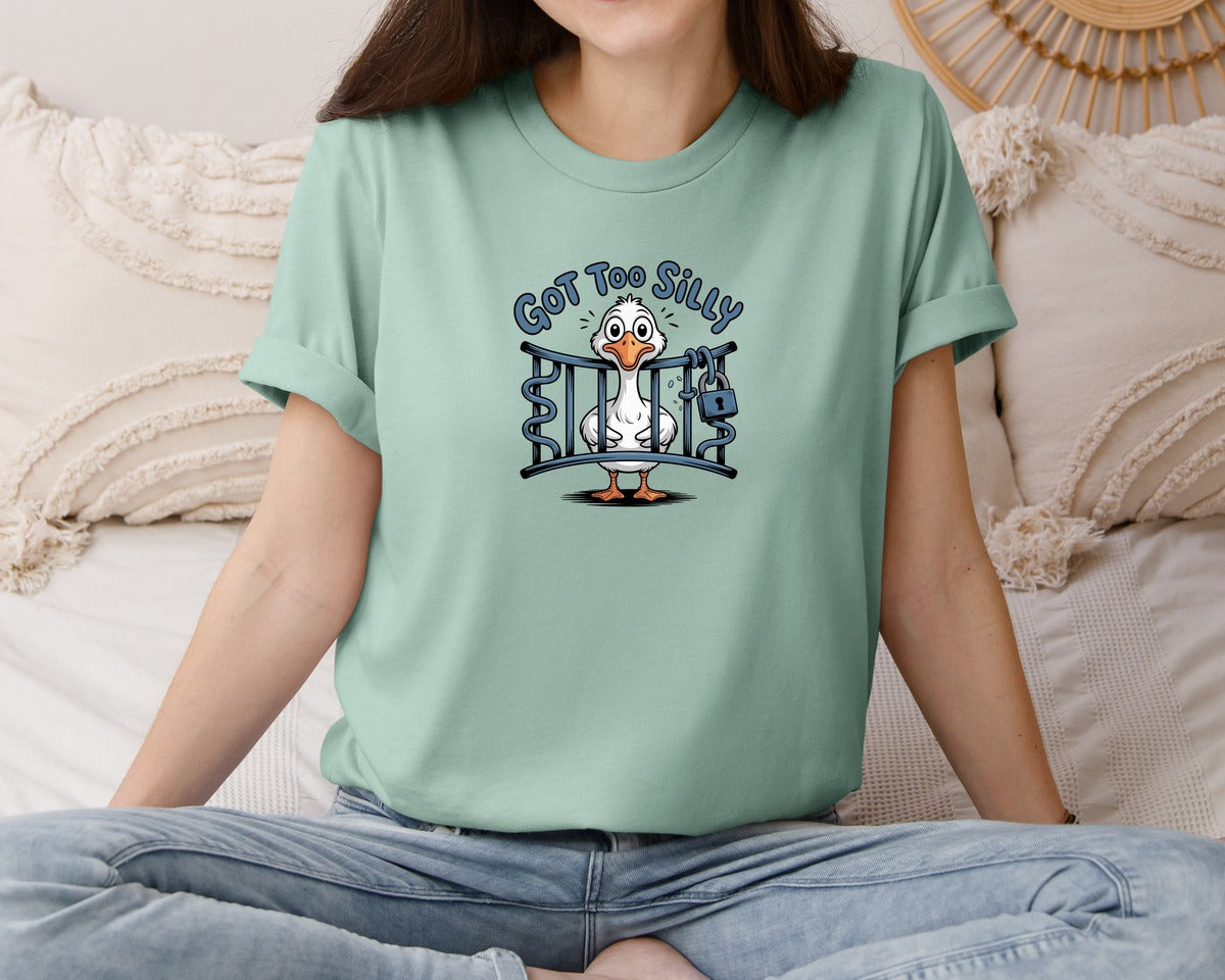 brand:Bella Canvas|color:Dusty Blue|Got Too Silly Funny Goose Graphic T-Shirt