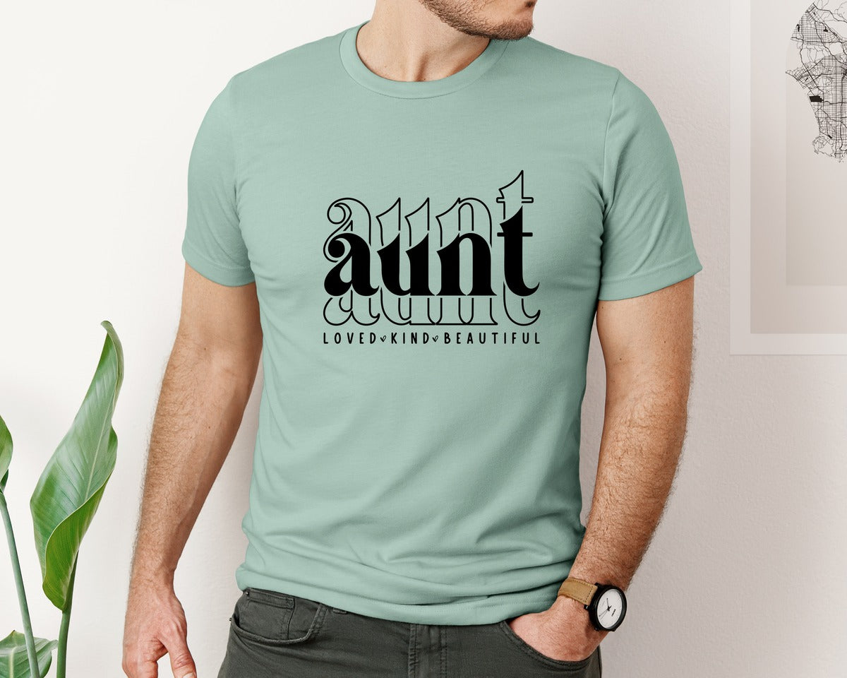 brand:Bella Canvas|color:Dusty Blue|Aunt Loved Kind Beautiful Graphic T-Shirt
