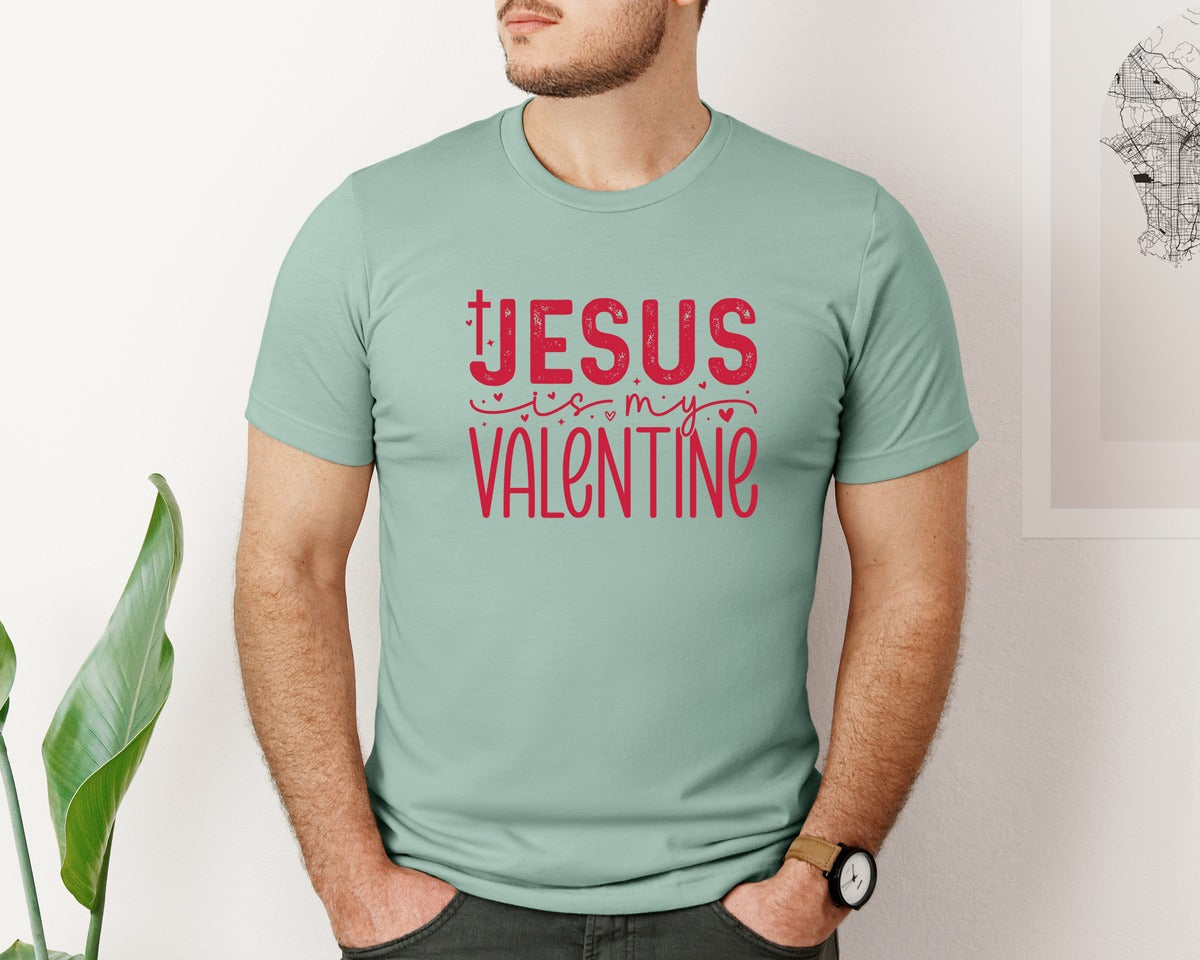 brand:Bella Canvas|color:Dusty Blue|Valentine Jesus Valentine 2 Graphic T-Shirt