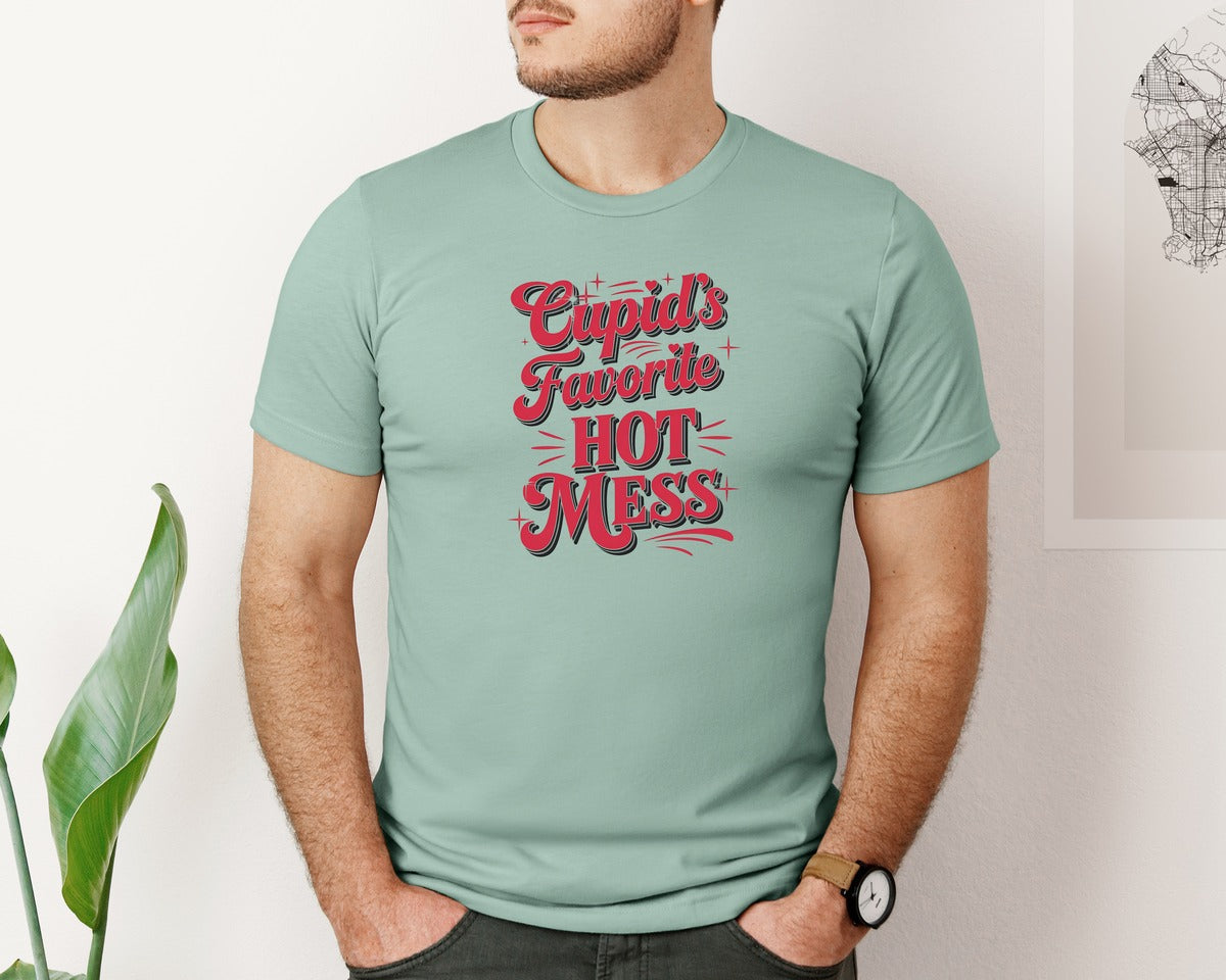 brand:Bella Canvas|color:Dusty Blue|Valentine Cupids Favorite Graphic T-Shirt