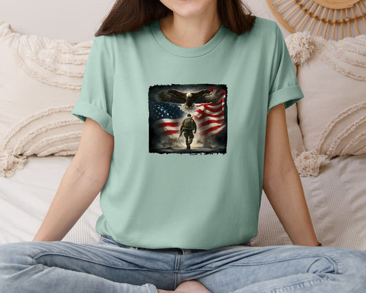Patriotic Military Eagle Usa Eagle Art Graphic T-Shirt
