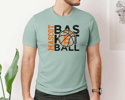 brand:Bella Canvas|color:Dusty Blue|Mascot Basketball Graphic T-Shirt