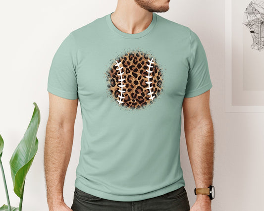 Glitter Leopard Baseball Graphic T-Shirt