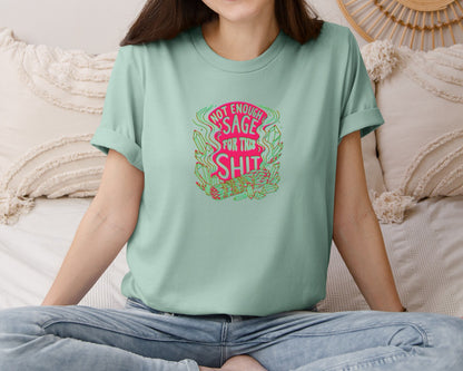 brand:Bella Canvas|color:Dusty Blue|Not Enough Sage Sage Skull Graphic T-Shirt