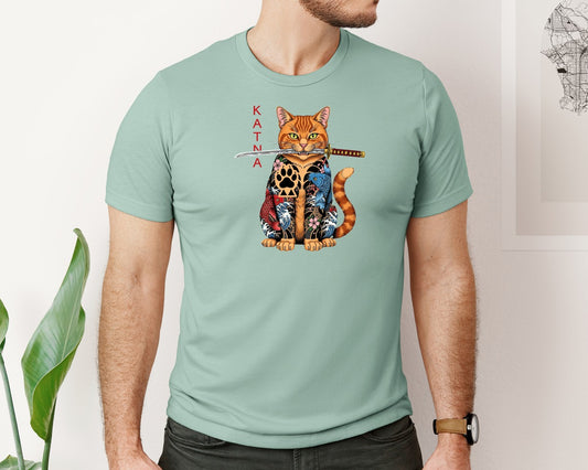 Katana Yakuza Cat Japanese Tattoo Graphic T-Shirt