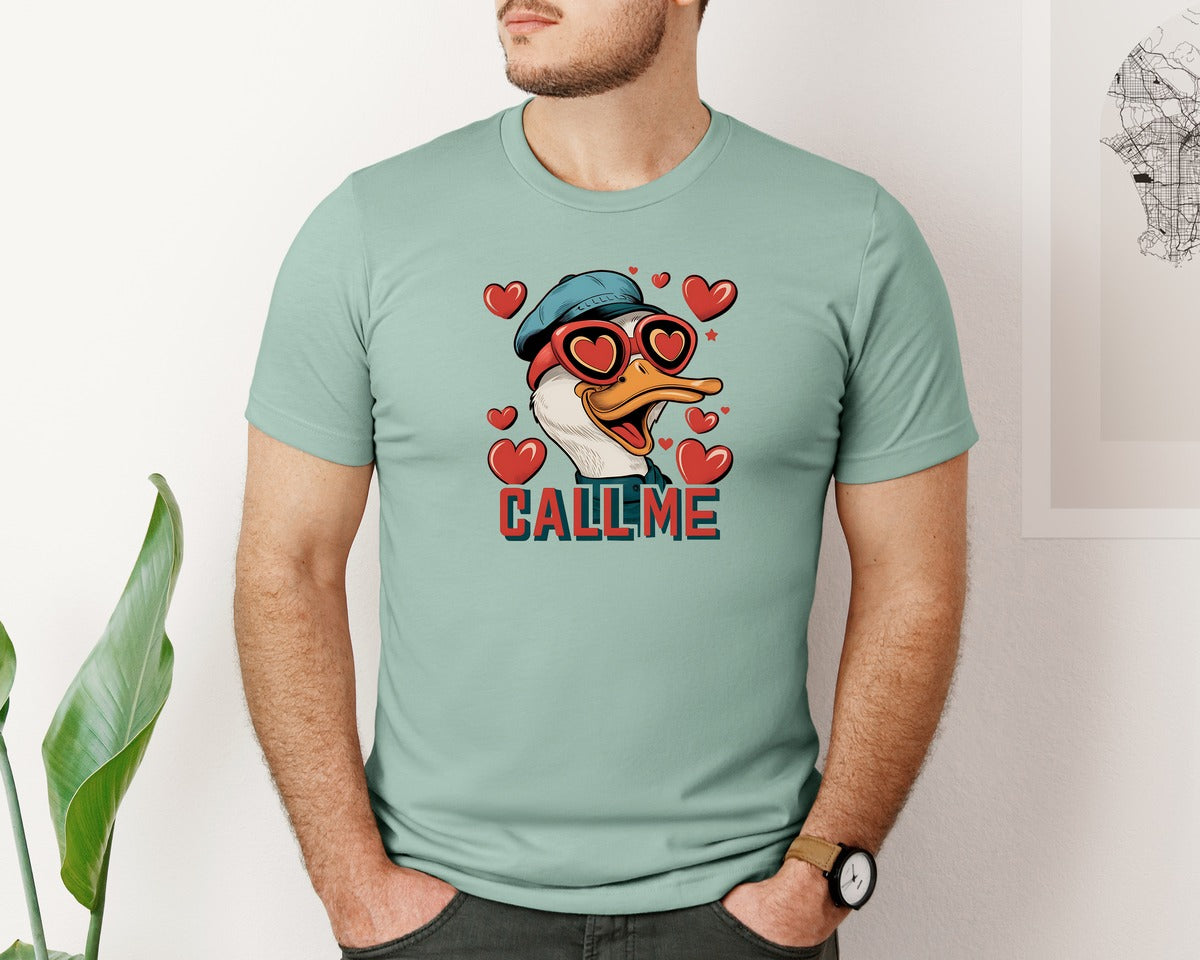 brand:Bella Canvas|color:Dusty Blue|Valentines Duck Hunting Boys Graphic T-Shirt