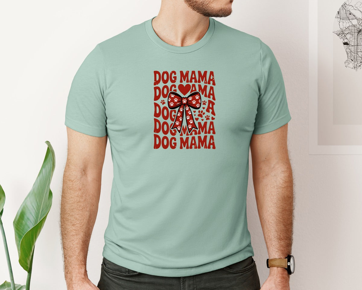 brand:Bella Canvas|color:Dusty Blue|Retro Valentines Day Dog Mama 2 Graphic T-Shirt