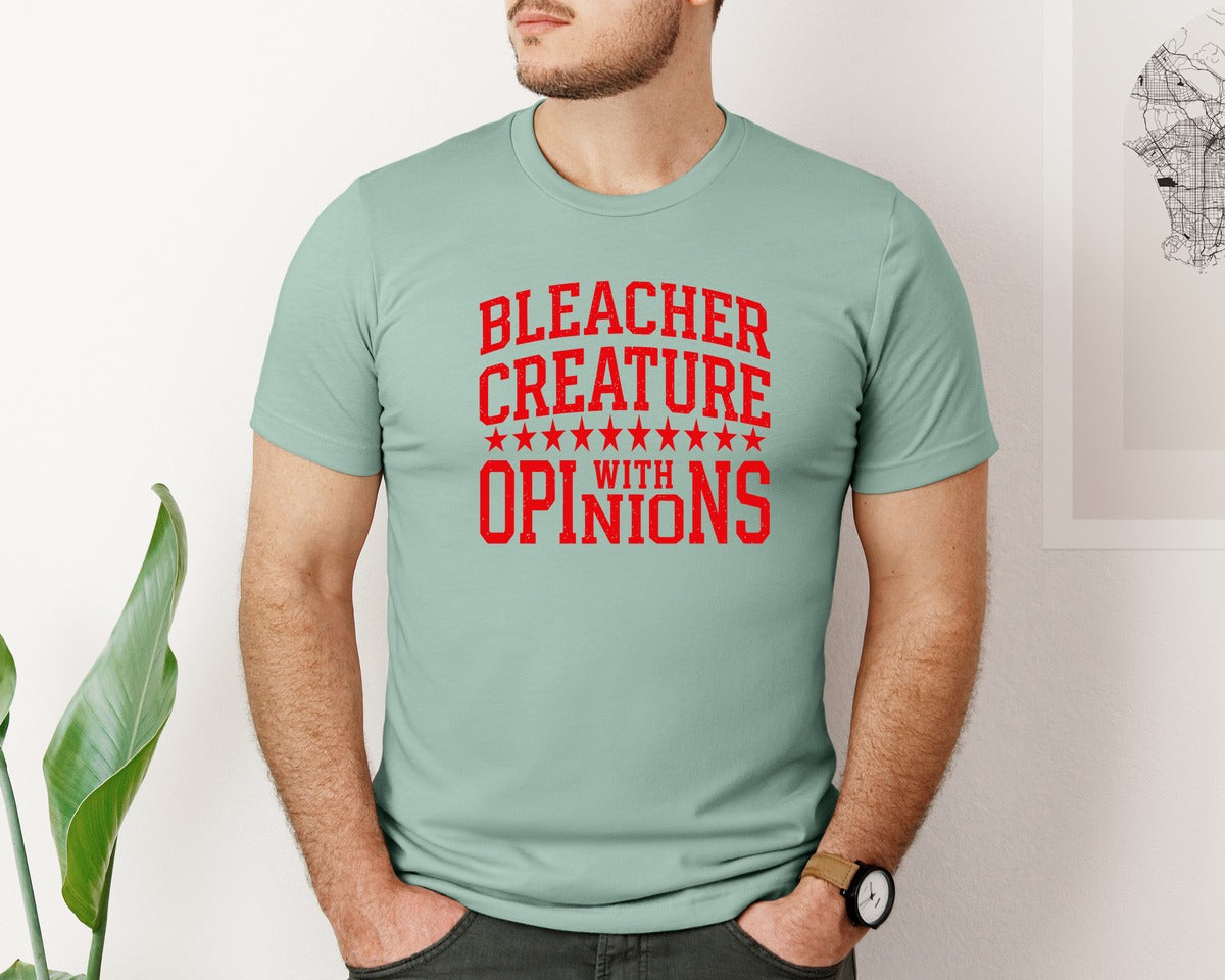 brand:Bella Canvas|color:Dusty Blue|Bleacher Creature With Opinions 3 Graphic T-Shirt