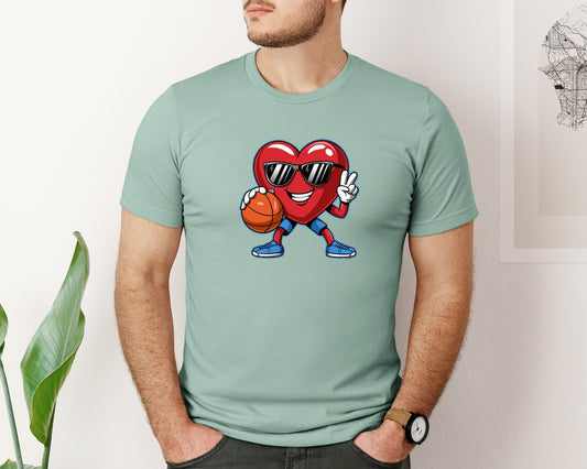Valentines Day Heart Basketball 5 Graphic T-Shirt