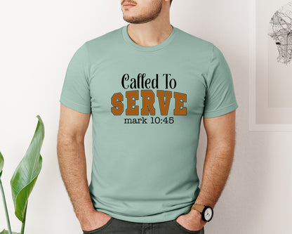 brand:Bella Canvas|color:Dusty Blue|Called To Serve Christian Faith Graphic T-Shirt