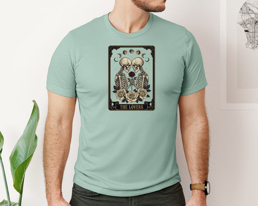 The Lovers Skeleton Tarot Card Graphic T-Shirt