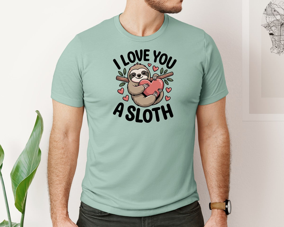 brand:Bella Canvas|color:Dusty Blue|I Love You A Sloth T Shirt Design 4 Graphic T-Shirt