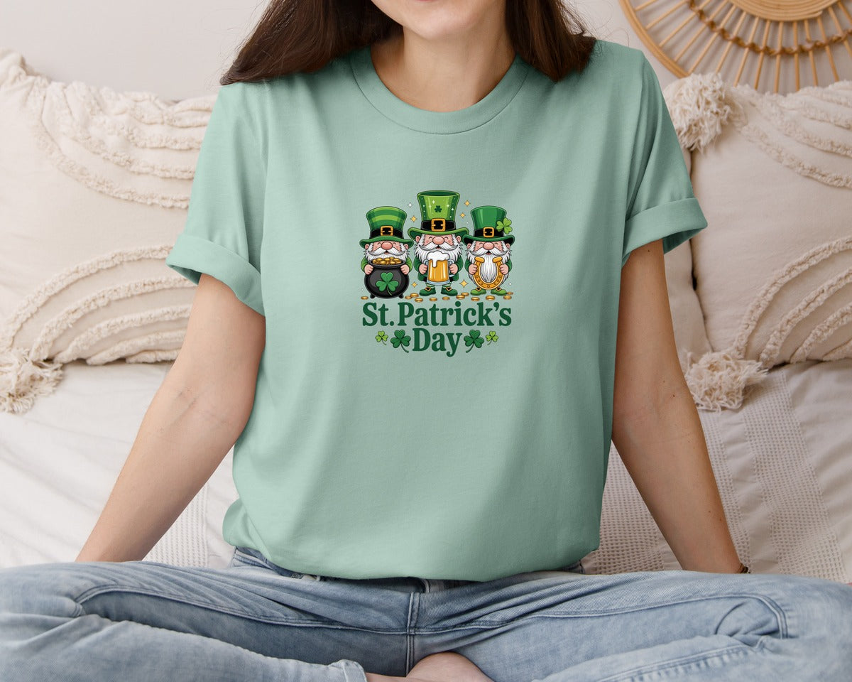 brand:Bella Canvas|color:Dusty Blue|St Patricks Day Gnome 64 Graphic T-Shirt