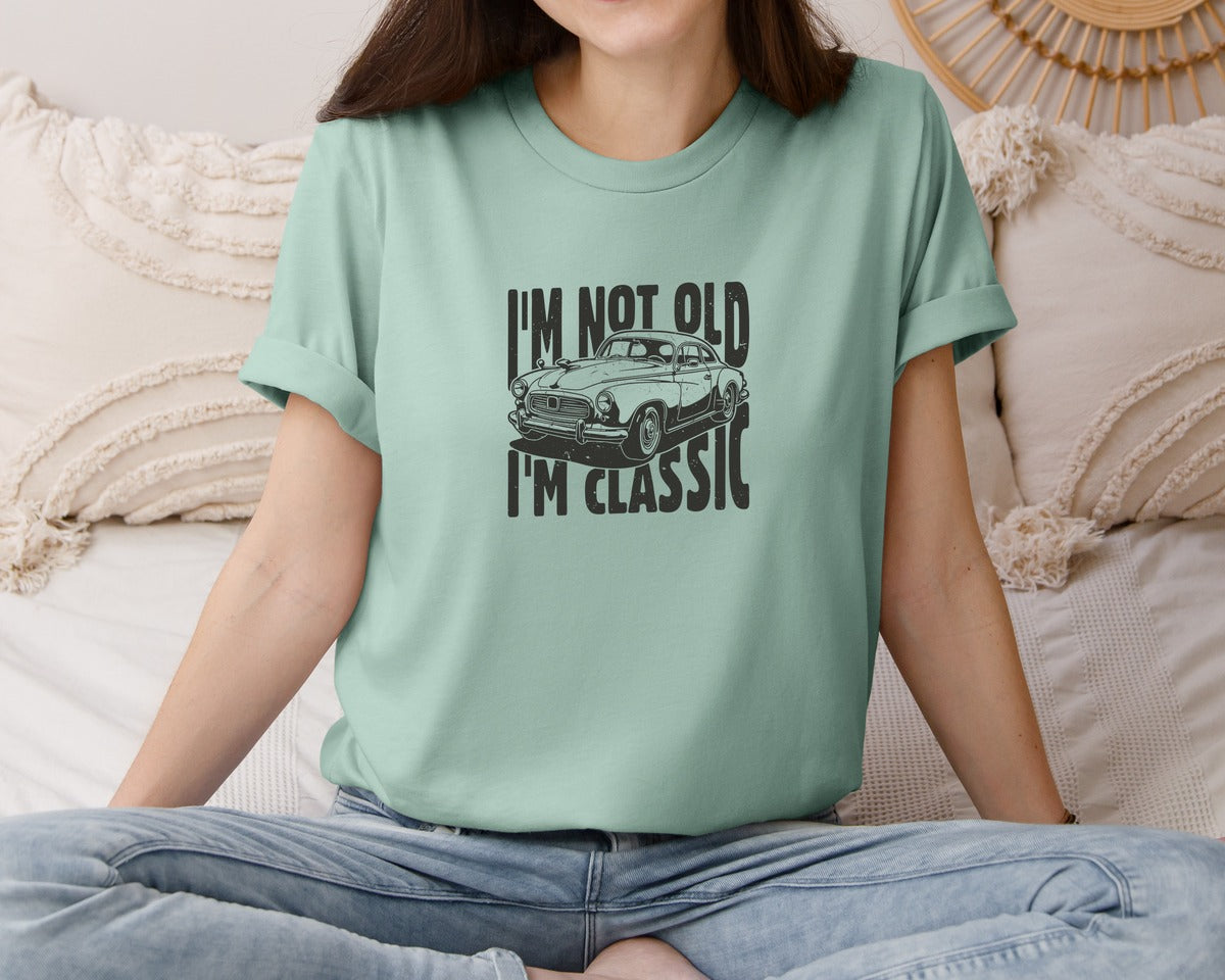 brand:Bella Canvas|color:Dusty Blue|Im Not Old Im Classic Vintage Car 3 Graphic T-Shirt