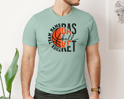 brand:Bella Canvas|color:Dusty Blue|Basketball 6 Graphic T-Shirt