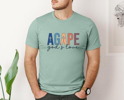 brand:Bella Canvas|color:Dusty Blue|Agape Gods Love Christian Grace Graphic T-Shirt