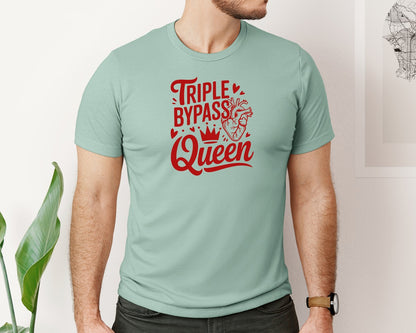 brand:Bella Canvas|color:Dusty Blue|Triple Bypass Queen Heart Survivor Graphic T-Shirt