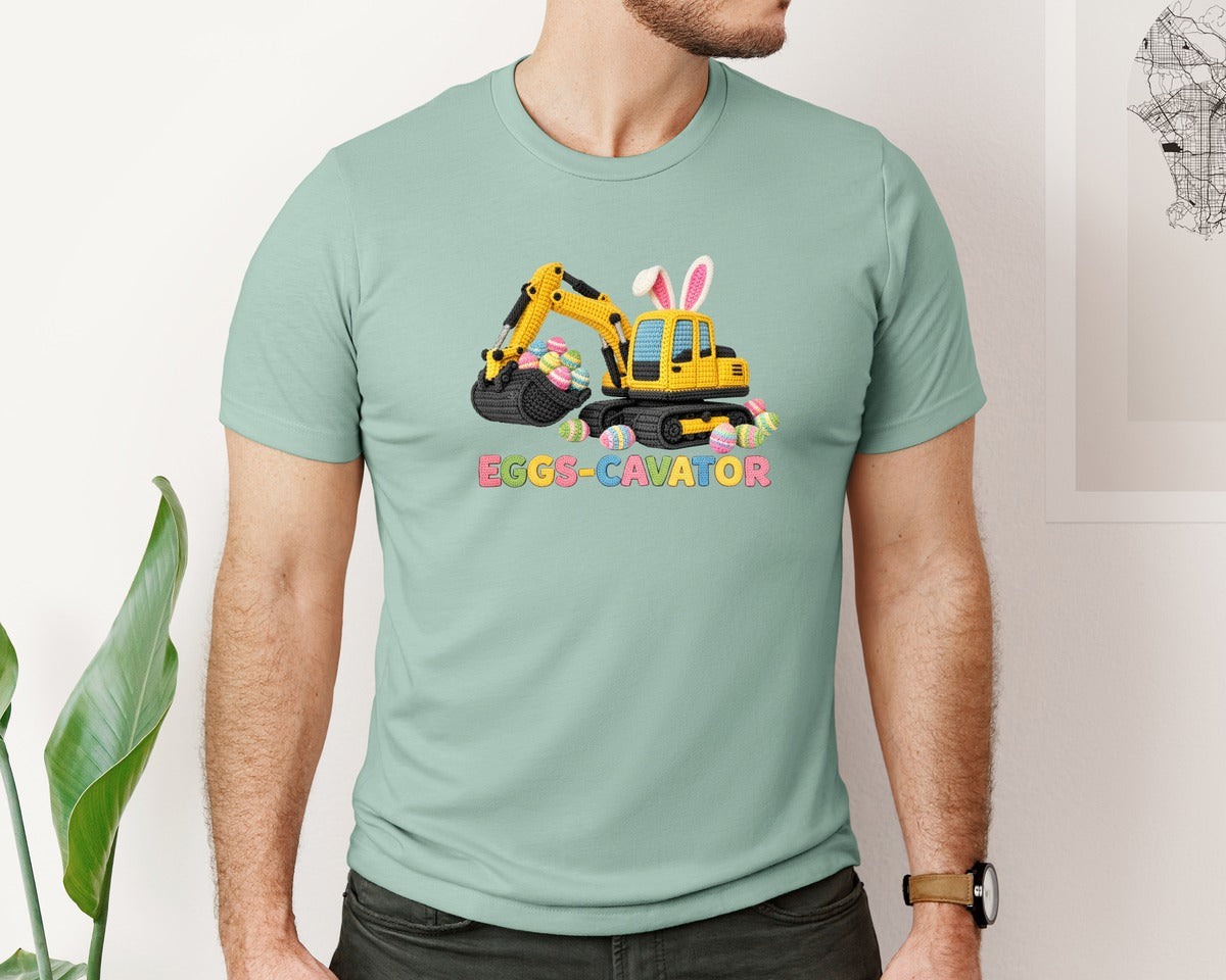 brand:Bella Canvas|color:Dusty Blue|Crochet Happy Easter Easter 2 Graphic T-Shirt