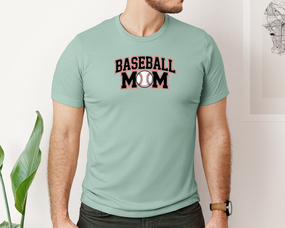 brand:Bella Canvas|color:Dusty Blue|Baseball Mom Sports Mom T Shirt Graphic T-Shirt