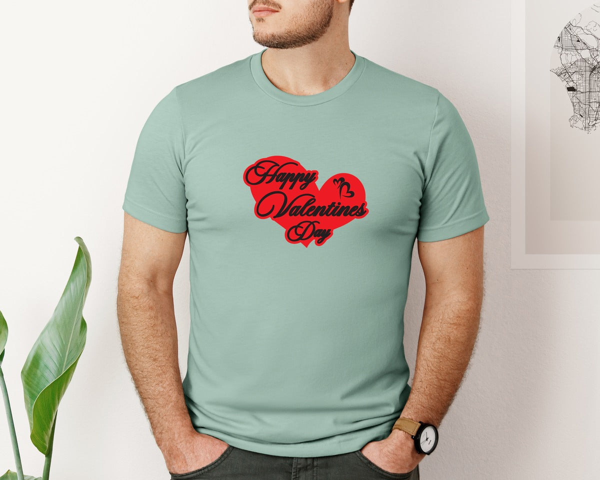 brand:Bella Canvas|color:Dusty Blue|Happy Valentines Day T Shirt Design 4 Graphic T-Shirt